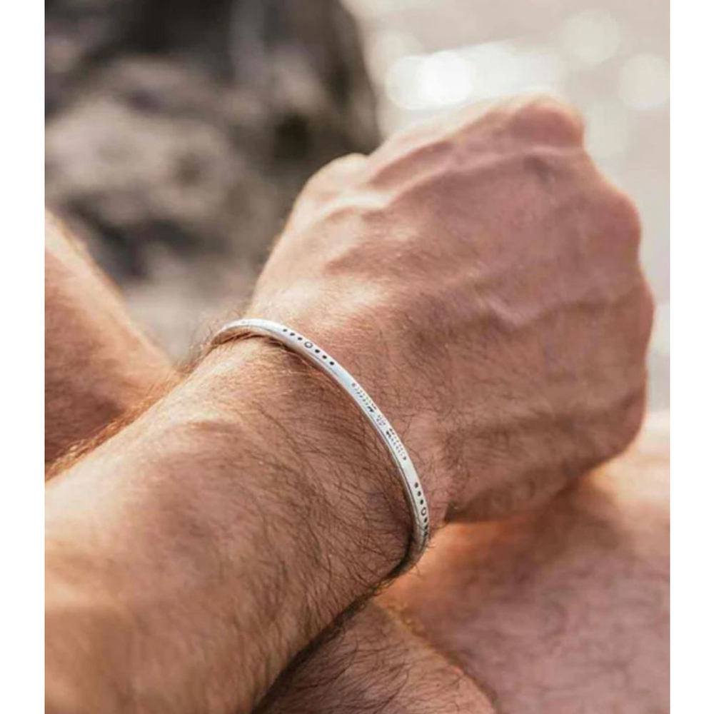 NEW Men’s Unisex Engraved 925 Sterling Silver Cuff Bracelet, 65mm Adjustable